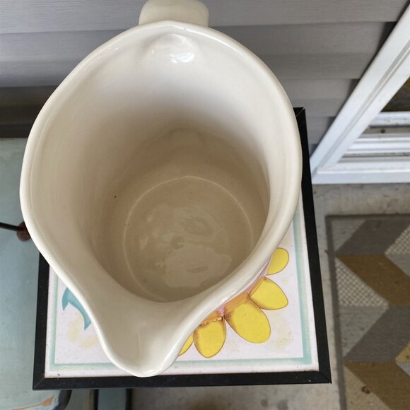 Earthenware Pitcher Made in Portugal Red and White Farmhouse Cottage Country - Picture 8 of 10